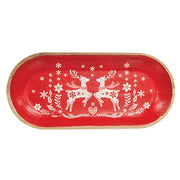 Yuletide Reindeer Oval Wooden Tray
