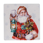 Santa with Lantern Metal Sign