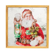 Santa with Lantern Mirror Framed Print