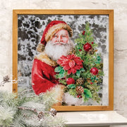 Santa with Christmas Tree Mirror Framed Print