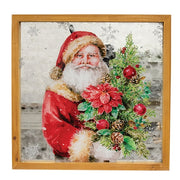 Santa with Christmas Tree Mirror Framed Print