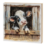 Peeking Black & White Calf Block - 6" Sq.