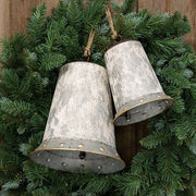 Distressed Graywashed Metal Bells (Set of 2)