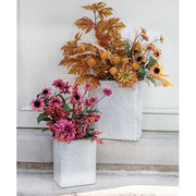 White Washed Basketweave Metal Rectangle Wall Baskets (Set of 2)