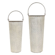 White Washed Basketweave Metal Half Wall Baskets (Set of 2)