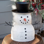 Distressed Painted Metal Top Hat Snowman - 14.25" H