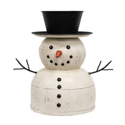 Distressed Painted Metal Top Hat Snowman - 14.25" H