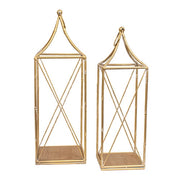 Distressed Golden Metal Open Air Lanterns (Set of 2)