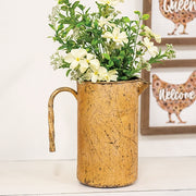 Distressed Golden Metal Pitcher