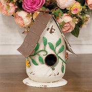 Distressed Metal Flower & Vine Birdhouse