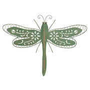 Distressed Green Metal Wall Dragonfly