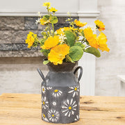 Daisy Embossed Distressed Metal Milk Can