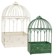 Distressed Metal Birds On Branches Birdcages (Set of 2)