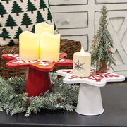 Distressed Metal Snowflake Risers (Set of 2)