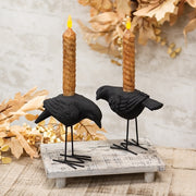 Black Metal Crow Taper Holders (Set of 2)