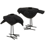 Black Metal Crow Taper Holders (Set of 2)