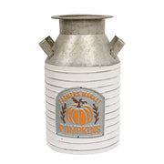 Distressed Ribbed Metal Farmers Market Pumpkins Milk Can