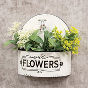 Distressed White Spigot Wall Planter