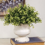 Distressed White Metal Urn - 6"H