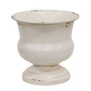 Distressed White Metal Urn - 6"H