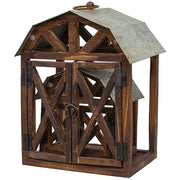 Wood and Metal Barn Shaped Lanterns (Set of 2)