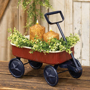 Red - White - Blue Rustic Metal Wagon