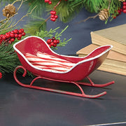 Distressed Red Metal Sleigh