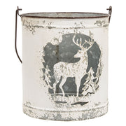 Snowman & Reindeer Distressed Metal Buckets (Set of 2)