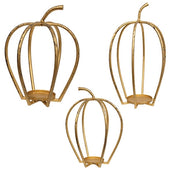 Distressed Golden Pumpkin Open Air Lanterns (Set of 3)