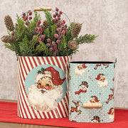 Nostalgic Santa Oval Metal Buckets (Set of 2)