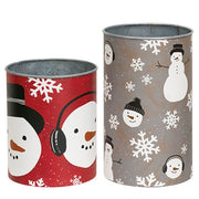 Scattered Snowman Floral Buckets (Set of 2)