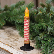 Grungy Glitter Candy Cane Stripe Timer Taper - 6"