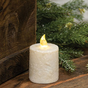 Warm Glow White Glitter Flicker Flame Timer Pillar - 2.5"