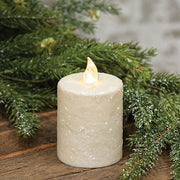 Warm Glow White Glitter Flicker Flame Timer Pillar - 2.5" x 3"H