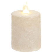 Warm Glow White Glitter Flicker Flame Timer Pillar - 2.5" x 3"H