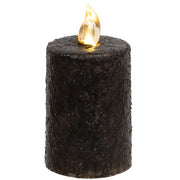 Warm Glow Textured Black Flicker Flame Timer Pillar - 2.25" x 3"H