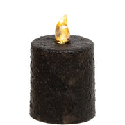 Warm Glow Textured Black Flicker Flame Timer Pillar - 2.5"