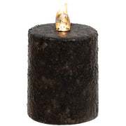 Warm Glow Textured Black Flicker Flame Timer Pillar - 2.5" x 3" H
