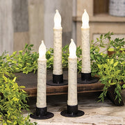 Rustic White Timer Tapers - 6.5" (Set of 4)
