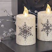 Glitter Snowflake Timer Pillar - 2.5" x 3"