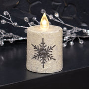 Glitter Snowflake Timer Pillar - 2.25" x 2.5"