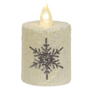 Glitter Snowflake Timer Pillar - 2.25" x 2.5"