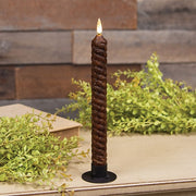 Burnt Mustard Vintage Twist Flicker Flame Timer Taper - 9.5"