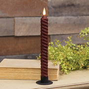 Burnt Burgundy Vintage Twist Flicker Flame Timer Taper - 9.5"