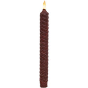 Burnt Burgundy Vintage Twist Flicker Flame Timer Taper - 9.5"
