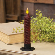 Burnt Burgundy Vintage Twist Flicker Flame Timer Taper - 6.25"