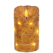 Burnt Ivory LED Wrapped Flicker Flame Timer Pillar - 5"