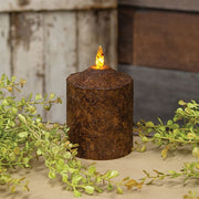 Burnt Mustard Flicker Flame Timer Cake Pillar - 4"