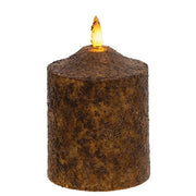 Burnt Mustard Flicker Flame Timer Cake Pillar - 4"