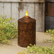 Burnt Mustard Flicker Flame Timer Cake Pillar - 5"